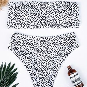 Shein dot print bandeau bikini set